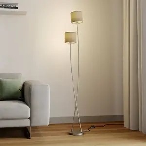 LUCANDE Lampadaire Tissu 'Juljana' en textile pour salon & salle à manger pas cher