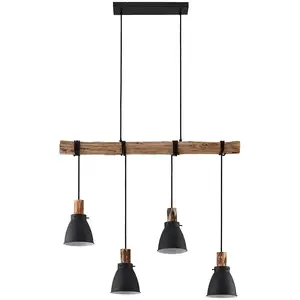Comparateur de prix : Lindby suspension Trebale, E14, Ø 15 cm, 4 lampes, bois