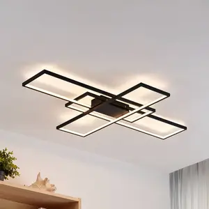 Lindby Plafonnier LED Tetson, noir, métal, intensité variable pas cher