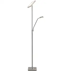 Comparateur de prix : Lindby lampe sur pied LED Sumani, angulaire, nickel, hauteur 180cm