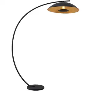 Lindby lampe à arc Emilienne, noir, doré, 180 cm pas cher