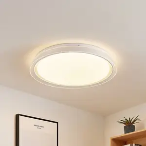 Comparateur de prix : Lindby Plafonnier LED Sleya Ø 50 cm, blanc, CCT, intensité variable