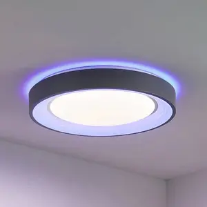 Lindby Plafonnier LED Lindum, RVB, CCT, télécommande, intensité variable pas cher
