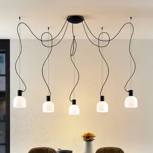 Lucande Suspension à intensité variable 'Serina' en verre pour salon & salle à manger pas cher