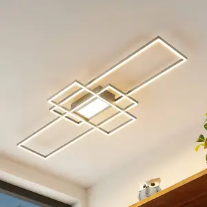 Lindby Plafonnier LED Caitlin, nickel, métal, 105cm pas cher
