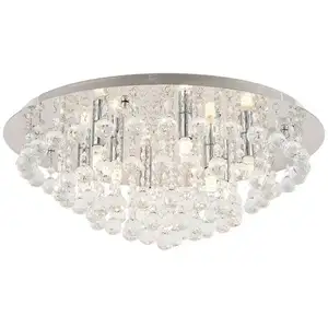 Comparateur de prix : Lindby plafonnier Antonino, à 8 lampes, chrome, cristal, 55cm