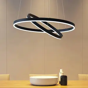 Comparateur de prix : Arcchio Suspension LED Albiona, noir, 2 anneaux, Ø 60 cm