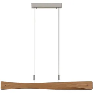 Lindby suspension LED Beazina, chêne, métal, 118cm pas cher
