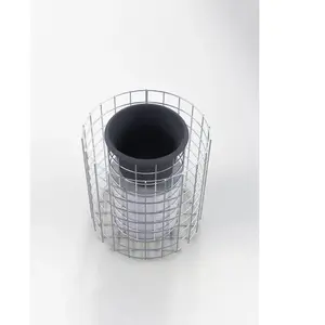 Gabiona Colonne de fleurs ronde hauteur 42 cm, diamètre 37 cm, MW 5 x 5 cm, galvanisée à chaud avec pot