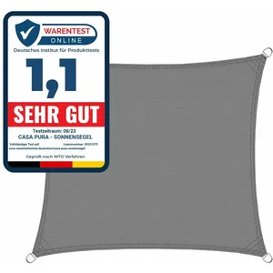Casa Pura - Voile d'ombrage, Respirant, Gris 3 x 3 m