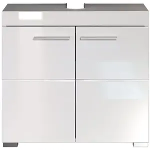 TRENDS INTERNATIONAL AMANDA - Meuble sous vasque mélaminé blanc. L-H-P : 60 - 56 - 34 cm pas cher
