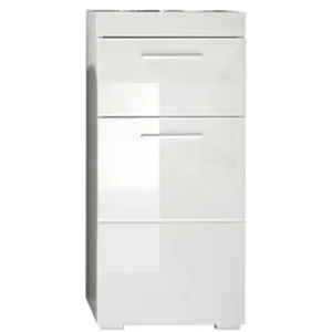 Comparateur de prix : TRENDS INTERNATIONAL Rangement salle de bain 1 porte 1 tiroir laqué blanc Kelia