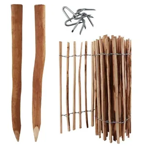Comparateur de prix : AQUAGART Ensemble complet de 5 m de palissade de 120 cm de haut, espacement des lattes de 4 à 6 cm avec 5 poteaux en bois de 1,5 m de long...