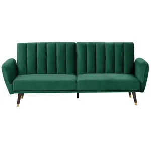 BELIANI Canapé convertible 3 places en velours vert foncé VIMMERBY pas cher