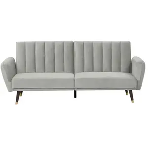 BELIANI Canapé convertible 3 places en velours gris clair VIMMERBY pas cher
