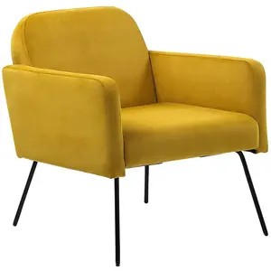 Comparateur de prix : BELIANI Fauteuil de Salon Moderne et Rétro Pied en Métal Noir Velours Jaune Narken