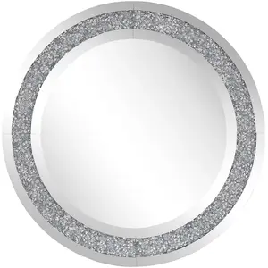 Comparateur de prix : BELIANI Miroir mural rond avec cadre décoratif argenté ERBRAY