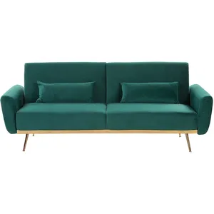 BELIANI Canapé convertible 3 places en velours vert eina 128588