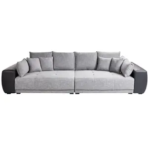 BELIANI Canapé 4 places en tissu gris foncé et noir TORPO