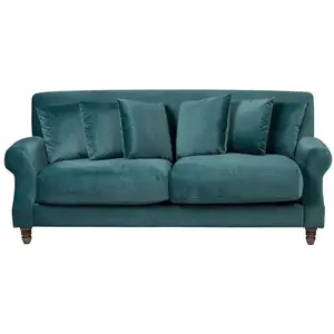 BELIANI Canapé 3 places en velours bleu paon EIKE pas cher