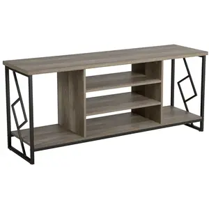 BELIANI Meuble TV effet bois foncé et noir FORRES pas cher