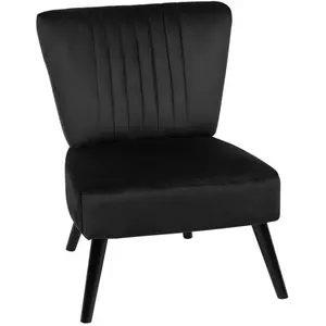 Fauteuil en velours noir VAASA - BELIANI - Vintage - Tissu - Intérieur - Avec accoudoirs - 1 place
