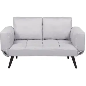 BELIANI Canapé convertible 2 places en tissu gris clair BREKKE pas cher