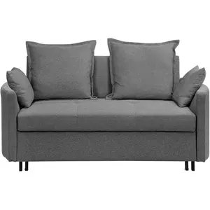 Beliani Canapé Convertible 2 Places En Tissu Gris Hovin pas cher