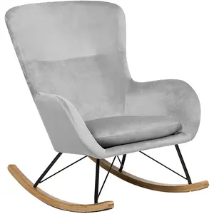 Comparateur de prix : Beliani Fauteuil À Bascule Ellan Velours Gris Clair