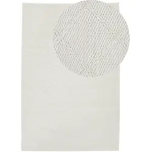 BELIANI Tapis en tissu blanc 200x140cm pas cher