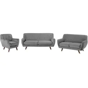 BELIANI Ensemble canapés et fauteuil en velours gris 6 places bodo 147228