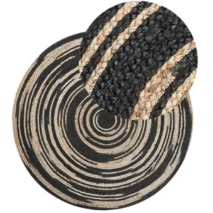 BELIANI Tapis rond 140 cm beige et noir ARTORA pas cher