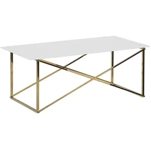BELIANI Table basse blanche structure dorée EMPORIA pas cher