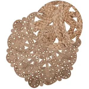 BELIANI Tapis Rond en Jute Tressage Artisanal Rustique DIamiètre ø 120 cm Beige Bucak pas cher