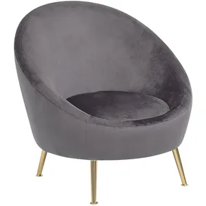 Beliani Langa Fauteuil - Velours Gris pas cher