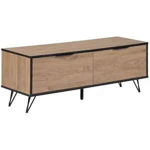 BELIANI Meuble TV effet bois clair / noir HALSTON pas cher