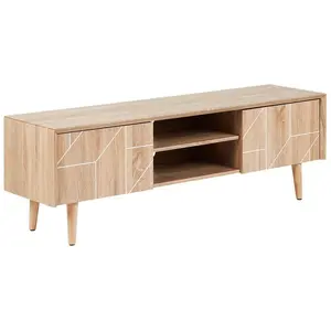 BELIANI Meuble TV moderne en panneau de particules de bois bois clair FRANKLIN pas cher