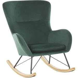 BELIANI Fauteuil à Bascule Rétro en Velours Vert Foncé Rembourrage de Qualité Supérieure Ellan pas cher