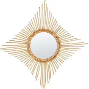BELIANI Miroir Mural Boho en Rotin Naturel Cadre en Forme Diamant 60 x 60 cm Majene pas cher