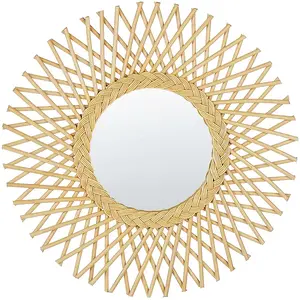 BELIANI Miroir Mural Boho en Rotin Naturel en FOrme de Soleil Ajouré Rond 60 cm Tagolu pas cher