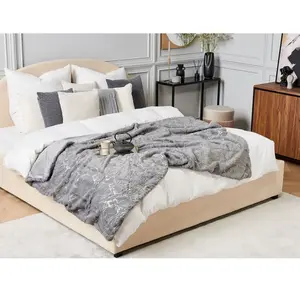 Beliani - Couverture Couvre-lit Polyester Doré Motif Marbre 150x200 cm Gris Godavari pas cher