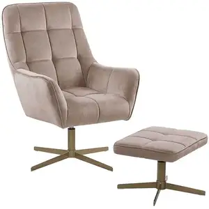Beliani - Fauteuil en velours beige avec repose-pieds assorti MOLLEVendu paramazon