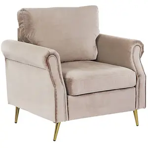 Beliani Fauteuil en velours taupe VIETAS