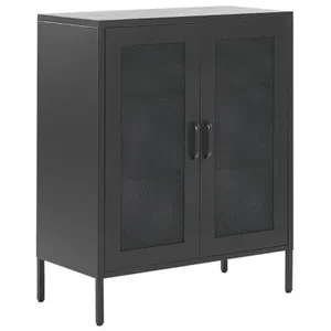 BELIANI Buffet en acier inox noir WAKATIPU pas cher