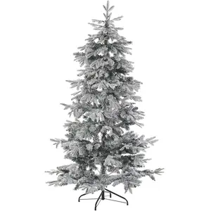 Sapin de Noël Artificiel 180 cm Blanc avec effet Fausse Neige Idéal Pour les Fêtes Beliani
