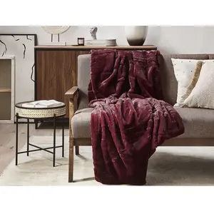Beliani Plaid Rouge Bordeaux 150 X 200 Cm Tantan