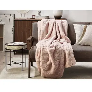Beliani Plaid Rose Pastel 150 X 200 Cm Chaab