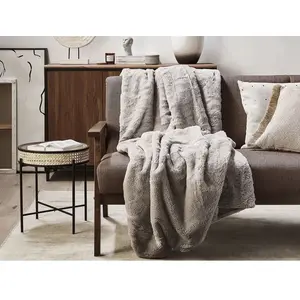 Beliani Plaid Gris 150 X 200 Cm Chaab