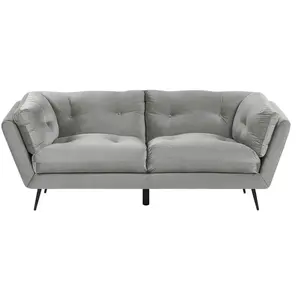 BELIANI Canapé 3 places en velours gris LENVIK pas cher