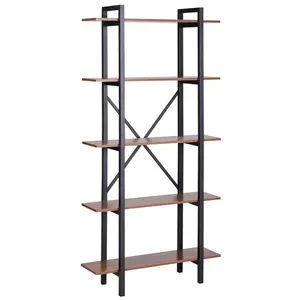 BELIANI Bibliothèque 5 Niveaux Effet Bois Foncé / Noir Darby pas cher
